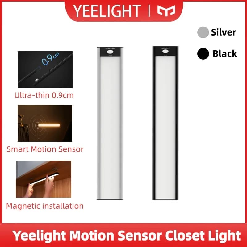 YEELIGHT مستشعر حركة خزانة ضوء LED فائق النحافة ضوء قابل لإعادة الشحن مغناطيسي مستشعر حركة خزانة ملابس ممر ضوء ليلي 2700K