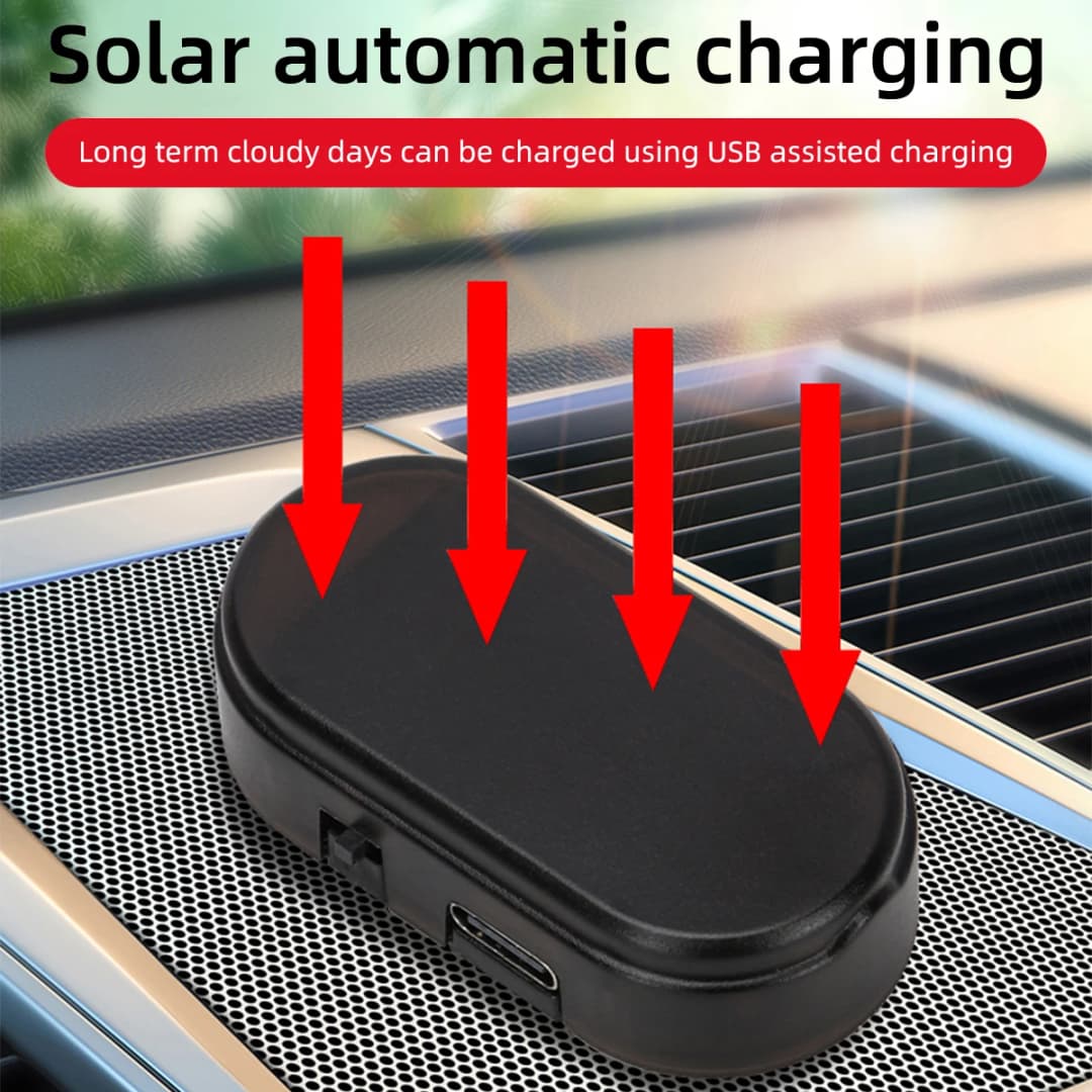 Car Mini LED Solar Warning Light Night Security Simulation Alarm Wireless Anti-theft Warning Light Red Flash Interior Decoration - 3