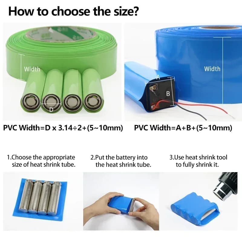 أنبوب انكماش حراري ملون من PVC بعرض 7~103 ملم بطول 1 متر، عازل لبطارية 18650 ليبو، غلاف حماية لليثيوم، غطاء كابل - 2