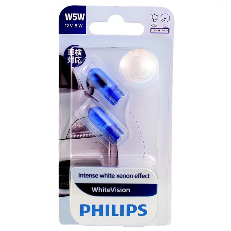 إضاءة داخلية للسيارة Philips W5W T10، 12V 5W، 4000K، بيضاء، مصابيح إشارة أصلية، مصباح قراءة - 2