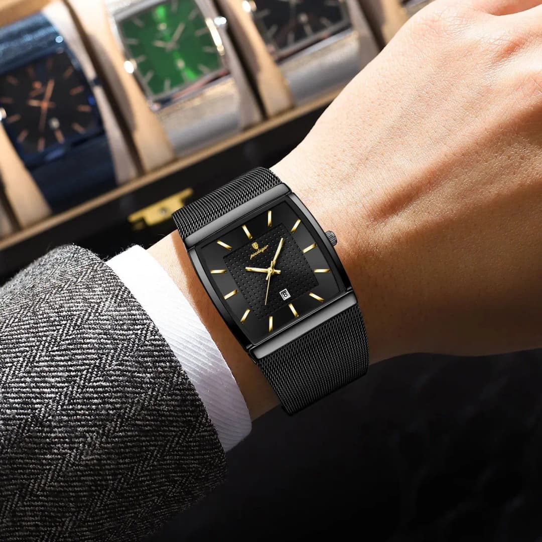 POEDAGAR Top Luxury Men Wristwatch Waterproof Luminous Stainless Steel Mesh Date Man Watch Fashion Business Quartz Men's Watches - 4