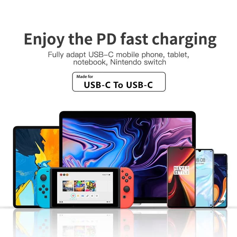كابل شحن سريع من النوع C إلى النوع C بقوة 100 واط مع منفذ USB C PD لهواتف آيفون 15 برو ماكس وآيباد 10 وماك بوك وهواوي وشاومي - 6