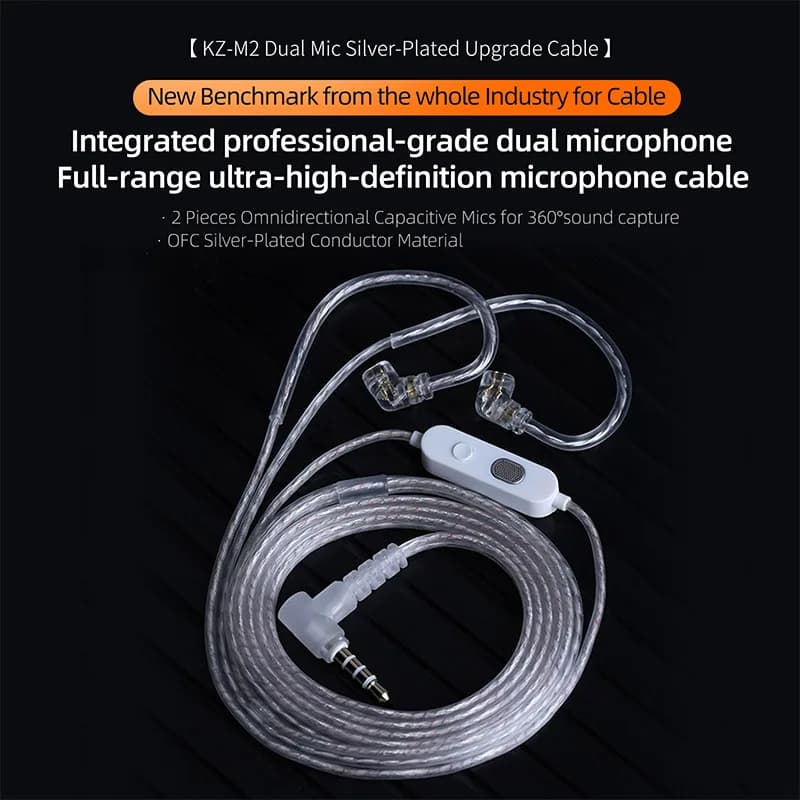 KZ-M2 كابل ترقية مطلي بالفضة مع نوع C/3.5MM ميكروفون مزدوج ل EDX Pro X AS16 Pro PRX Zenith - 5