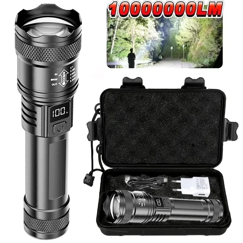 2000LM كشاف LED فائق السطوع P50 كشاف طوارئ تكتيكي EDC زووم تلسكوبي يدوي مع بطارية 14500/18650