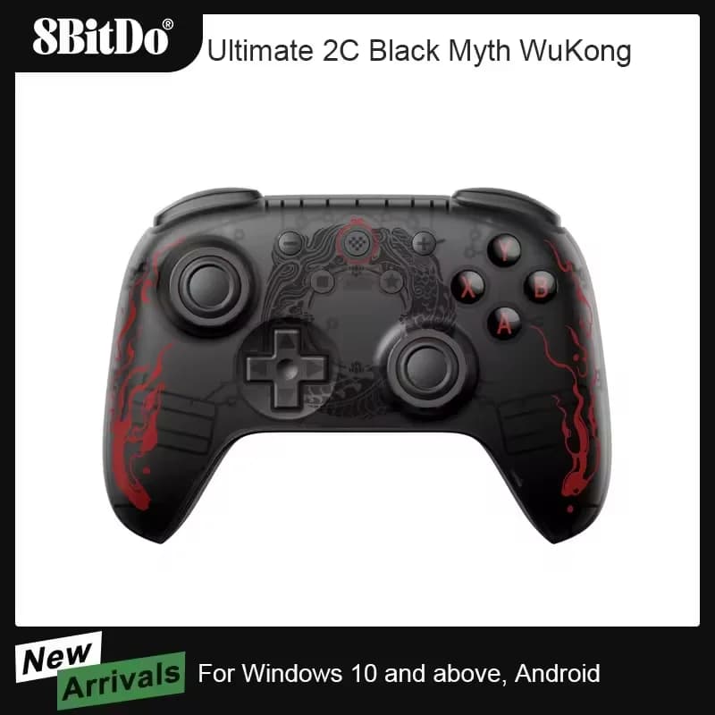8BitDo Ultimate 2C وحدة تحكم سلكية/لاسلكية لنظام Windows 10/11 وحدة تحكم أسطورة WuKong السوداء مع عصا تحكم بتأثير هول لنظام Android