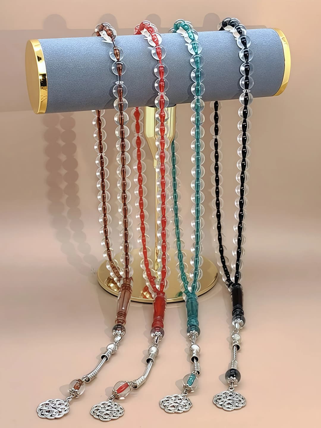1 PC 45 Tasbih Handmade Beaded Bracelet, 5 Colors Optional, With Arabic Pattern Pendant, Muslim Worship, Friend Gift