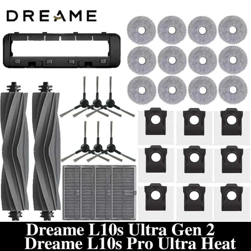 إكسسوارات استبدال مكنسة كهربائية Dreame L10s Ultra Gen2 / L10s Pro Ultra Heat فرشاة جانبية رئيسية فلتر HEPA ممسحة كيس غبار