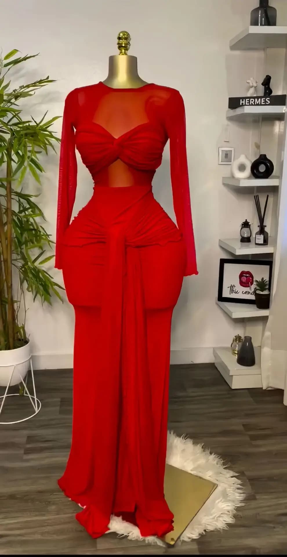 CM.YAYA Women Mesh See Though Long Sleeve Maxi Bowknot Long Dress 2025 Evening Sexy Club Party Evening High Street Dresses - 5