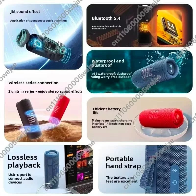 JBL Flip 7 Portable Bluetooth Speaker IP68 Waterproof Dustproof Outdoor Mini Wireless Speaker Deep Bass 14H Playtime - 6