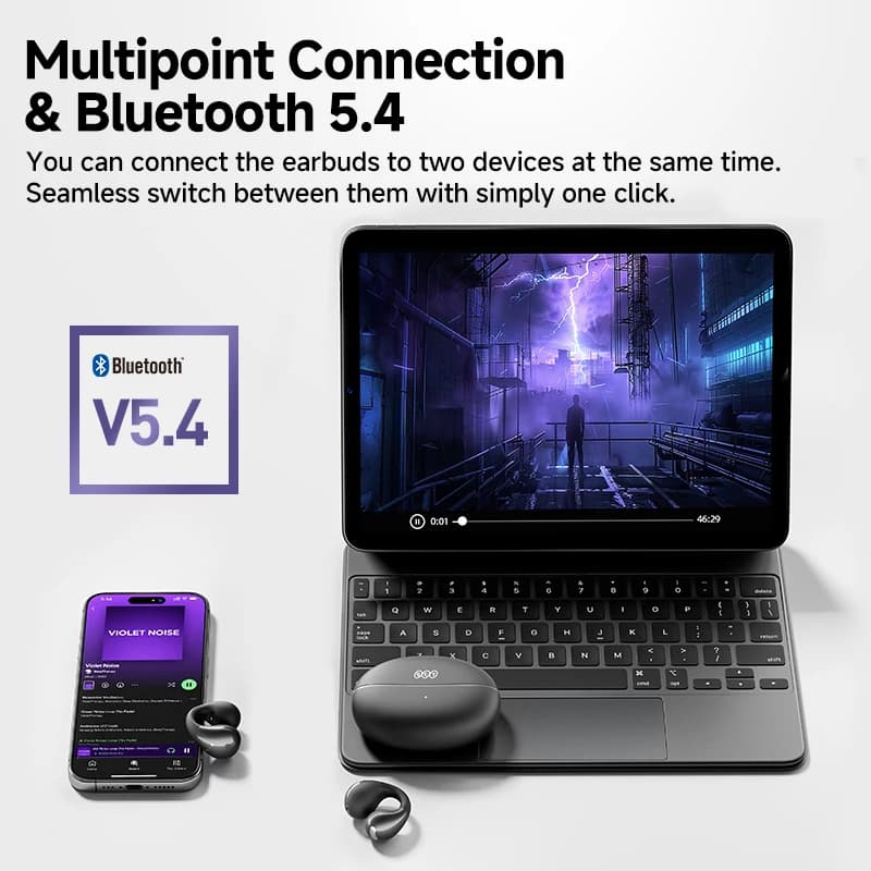 سماعات أذن لاسلكية مفتوحة QCY Crossky C30 بلوتوث 5.4 صوت مكاني ثبات مريح OWS 4 ميكروفونات ENC اتصال متعدد النقاط - 5