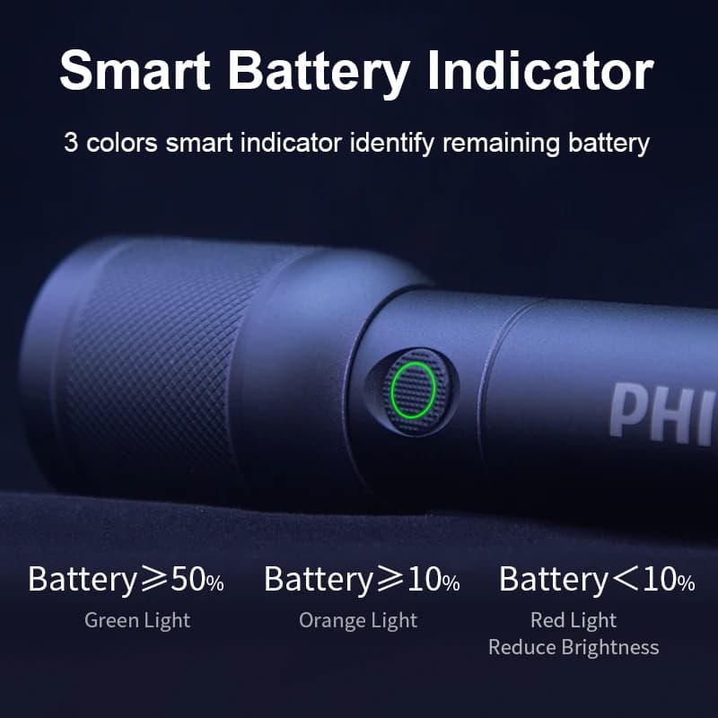 Philips كشاف SFL6168 بتكبير بصري محمول قابل لإعادة الشحن LED مع 4 أوضاع إضاءة لمصباح التخييم للدفاع عن النفس - 4