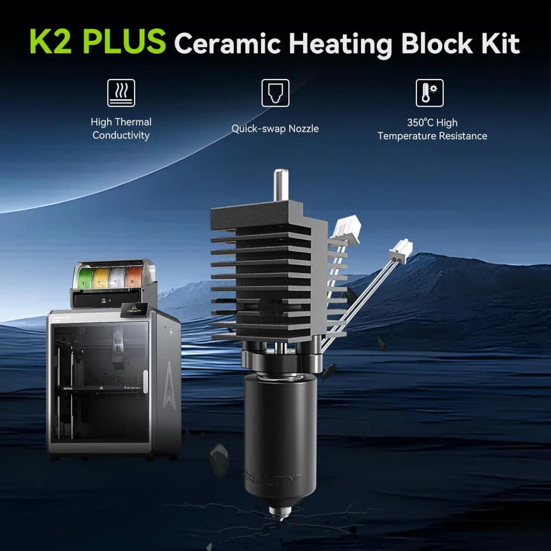 مجموعة طرف ساخن رسمية من كرياليتي K2 Plus، 0.4mm، كتلة تسخين سيراميك، مع إرسال غطاءين سيليكون، فوهة استبدال سريع، متوافقة مع K2 PLUS - 2