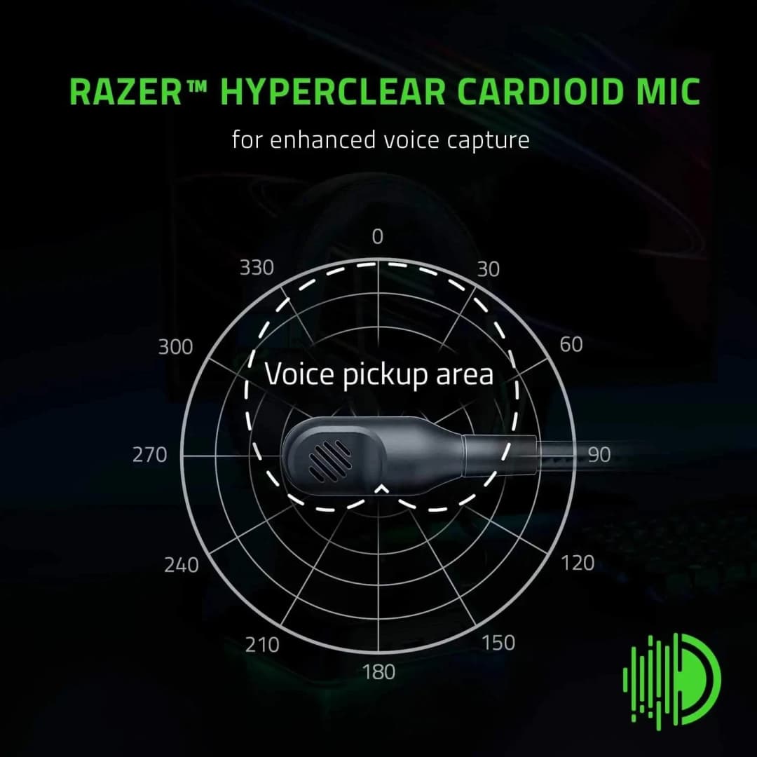سماعة رأس سلكية Razer-BlackShark V2 X ، سماعة رأس Esports ، إلغاء ضوضاء سلبي متقدم ، صوت محيطي ، ميكروفون قلبي شديد الوضوح - 3