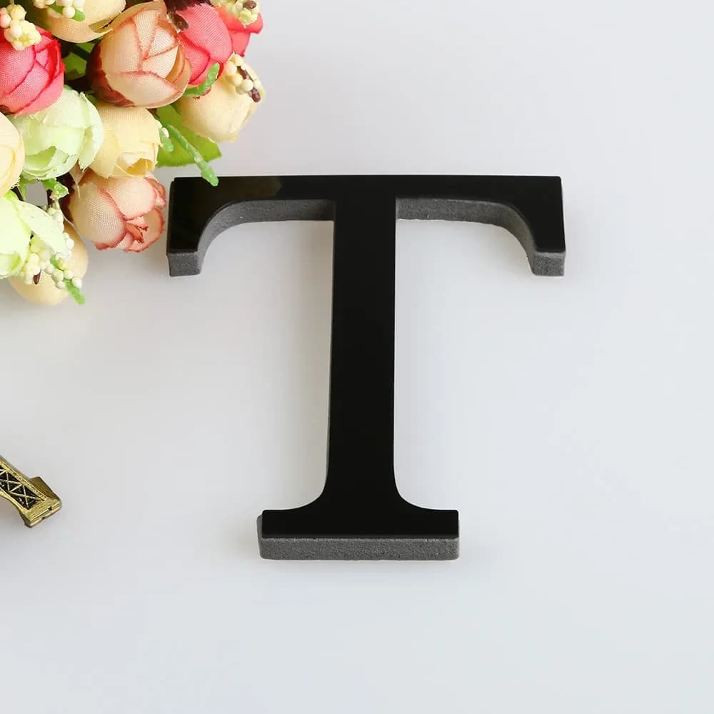 26 حرف DIY ثلاثية الأبعاد مرآة الاكريليك الجدار ملصق الحلي الأسود الإنجليزية الأبجدية الشارات ديكور المنزل جدار الفن جدارية الطرف الديكور - 4