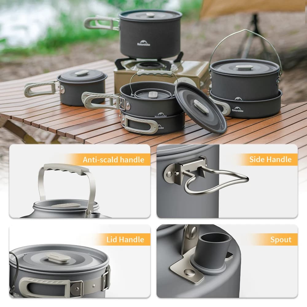 Naturehike Camping Cookware Kit Outdoor Frying Pan Portable Kettle Foldable Picnic Tableware Kitchen Utensils Cooking Utensils - 6