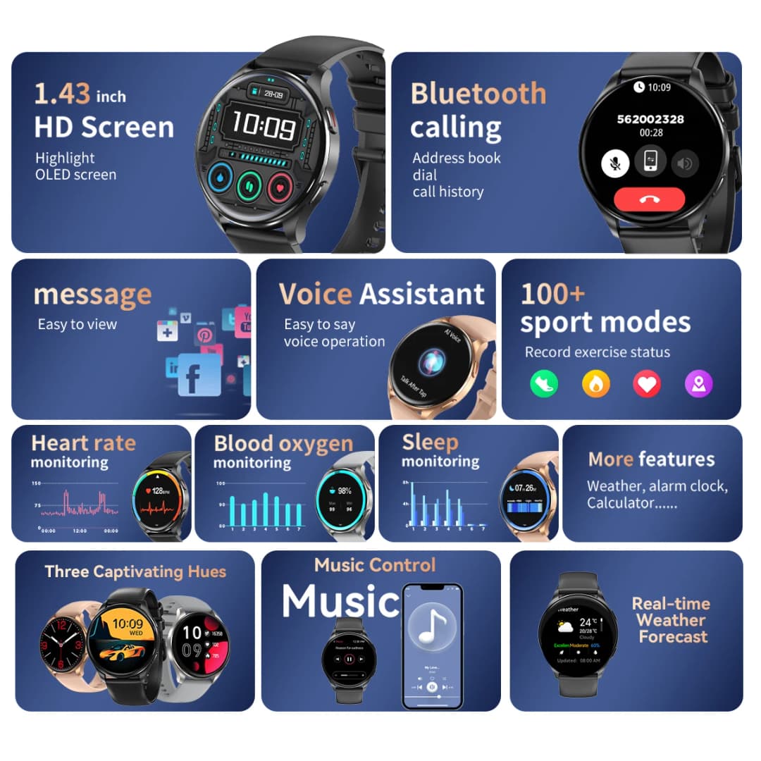 Blackview 2024 New Smartwatch X20 Watch AMOLED Display Hi-Fi Bluetooth Phone Calls Health and Fitness Tracking  for ISO Android - 2