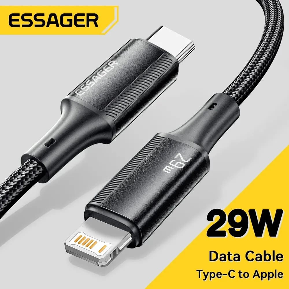 كابل Essager نوع C لـ iPhone، شحن سريع، شاحن، iPad، Macbook، iPhone 14، 13، 12، 11 Pro Max، XS، XR، PD 29W - 2