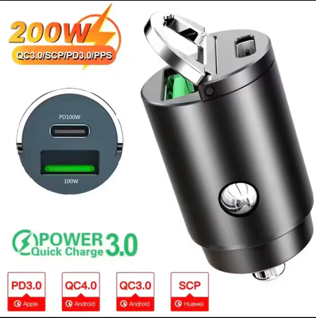 240W Car Charger Fast Charging 2 USB Ports Adapter for IPhone Samsung Xiaomi Quick Charging Chargers with Digital Display - 5
