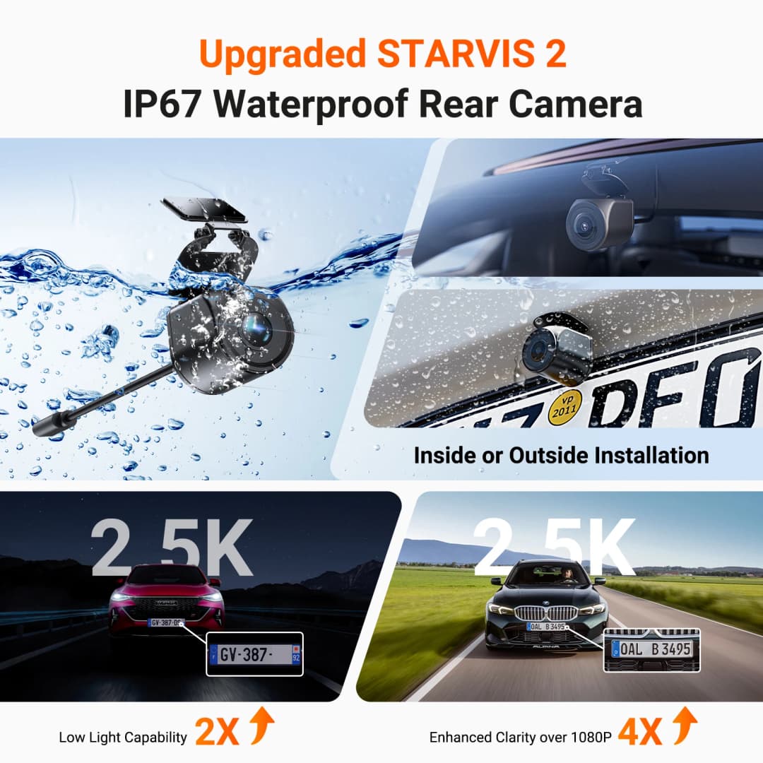 كاميرا Vantrue N4 Pro S بثلاث قنوات STARVIS 2 HDR رؤية ليلية بالأشعة تحت الحمراء 4K+1080P+2.5K كاميرا خلفية مقاومة للماء Wi-Fi GPS وضع انتظار 24 ساعة - 3