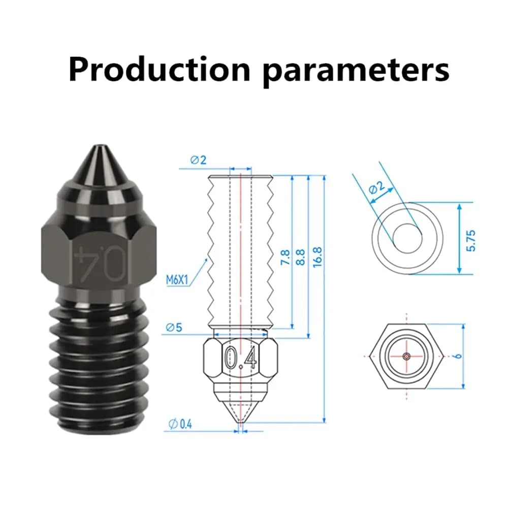 مجموعة فوهة Creality Ender 3 V3 SE فوهة فولاذية صلبة عالية السرعة 0.2/0.4/0.6/0.8/1.0 مم طابعة ثلاثية الأبعاد لـ Ender3 V3 SE/Ender 7/Ender 5 - 4