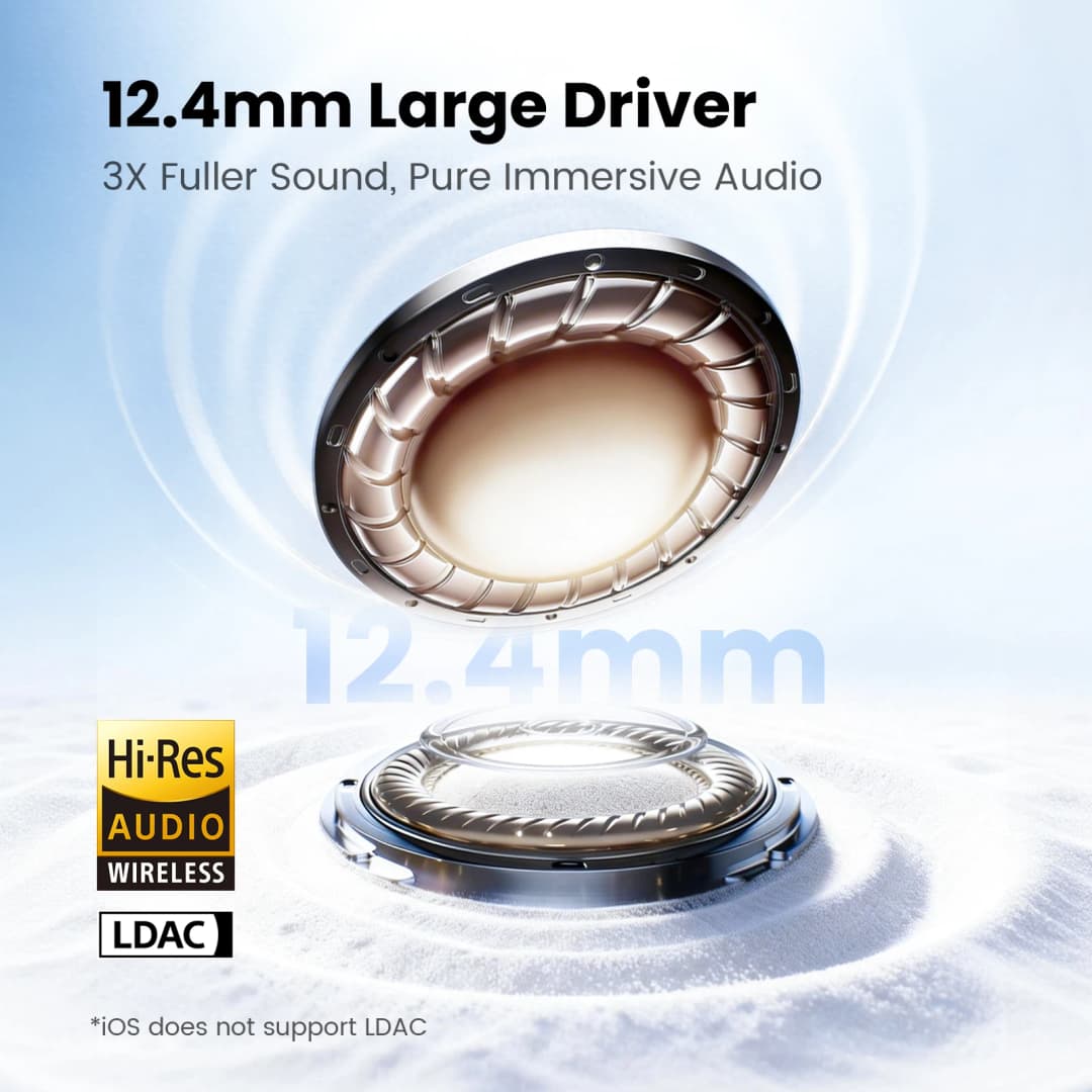 سماعات أذن لاسلكية HAYLOU Flowbuds N55، إلغاء ضوضاء تكيفي 54dB، بلوتوث 6.0، صوت عالي الدقة LDAC، 6 ميكروفونات، مكالمات HD، تشغيل حتى 40 ساعة، مقاومة للماء IPX5 - 2