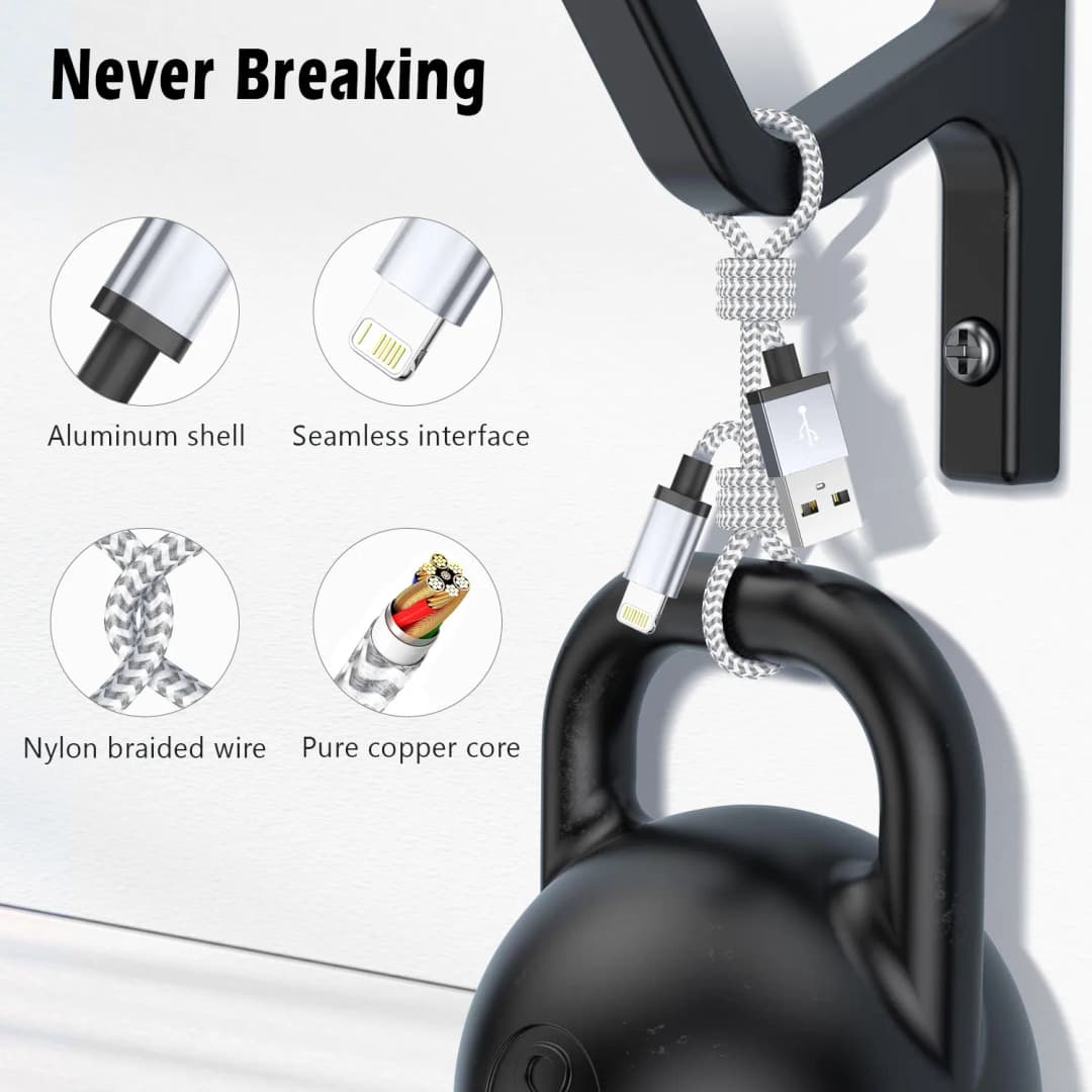 شحن سريع كابل شاحن USB آيفون 14 13 12 11 Xs ماكس Xr X 8 7 6 Plus باد أصل الهاتف المحمول سلك بيانات طويل 1 متر 2 متر 3 متر - 5