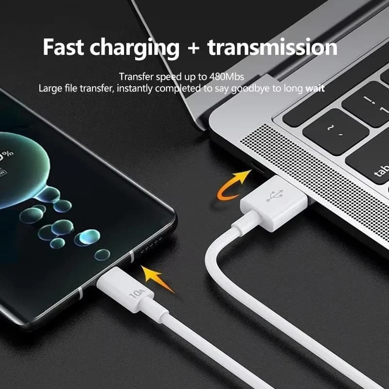 كابل شحن فائق السرعة 10A 120W من USB إلى Type C لنقل البيانات بسرعة عالية لأجهزة أندرويد كابل 2 متر لXiaomi Redmi - 3