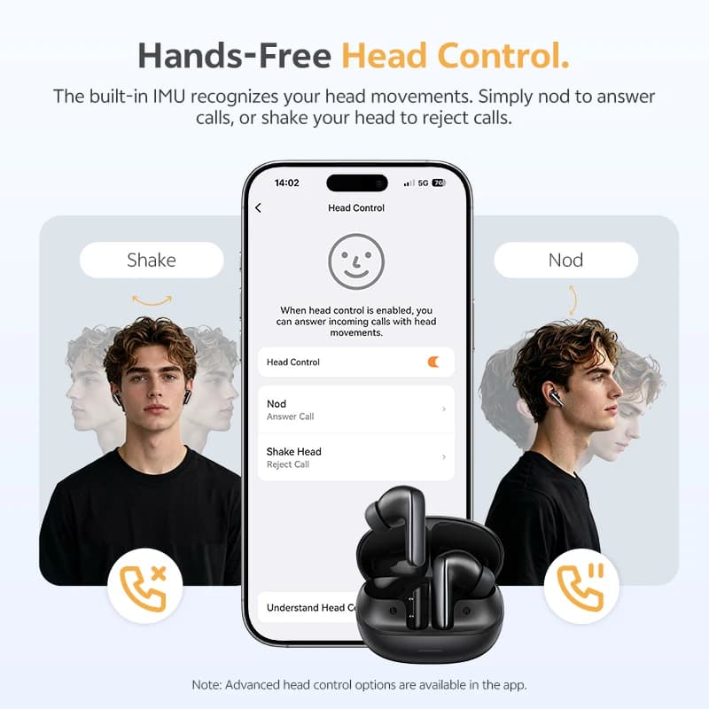 QCY Bluetooth Earphones HT21 MeloBuds N65 AI Adaptive Noise Cancelling 60dB ANC Wireless Earbuds Hi-Res LDAC Spatial Sound 50H - 5