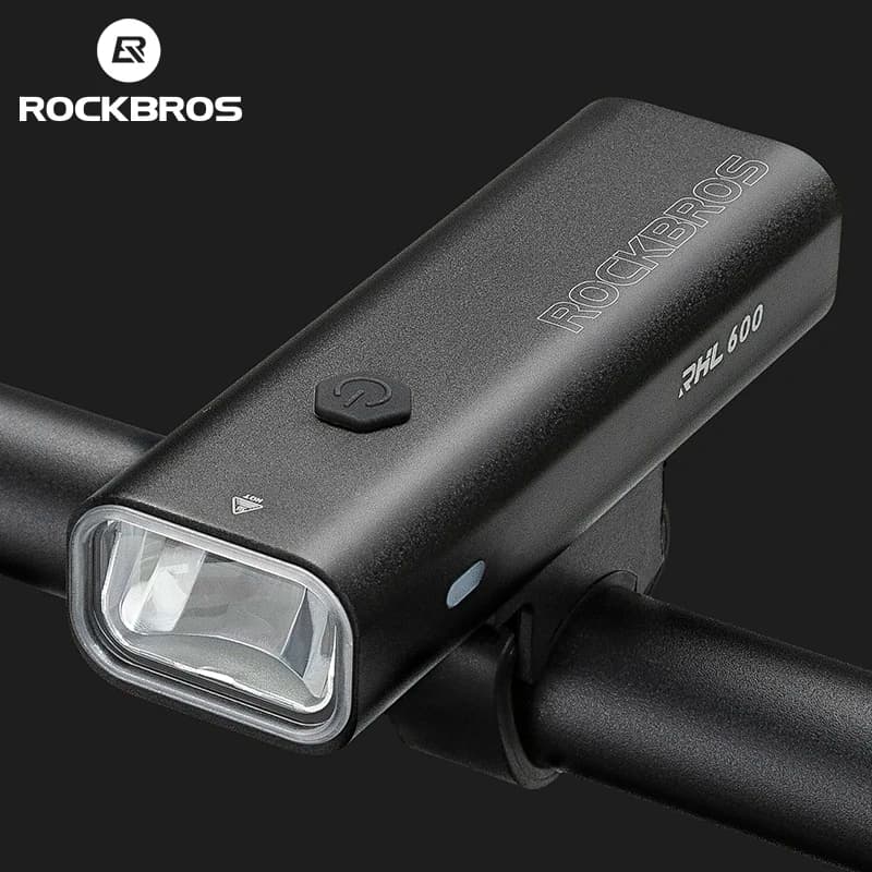 إضاءة أمامية للدراجات ROCKBROS بقوة 600 لومن مقاومة للماء IPX6 قابلة لإعادة الشحن من نوع Type-C لإضاءة الدراجات الجبلية والطرق
