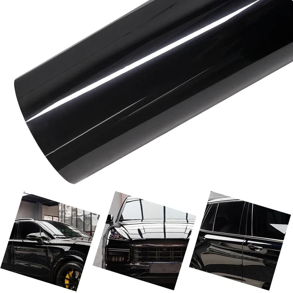 Ultra Gloss PET Piano Black Vinyl Wrap Film Sticker Auto Decoration Accessories Glossy Black Self Adhesive Vinyl Bubble Air Free
