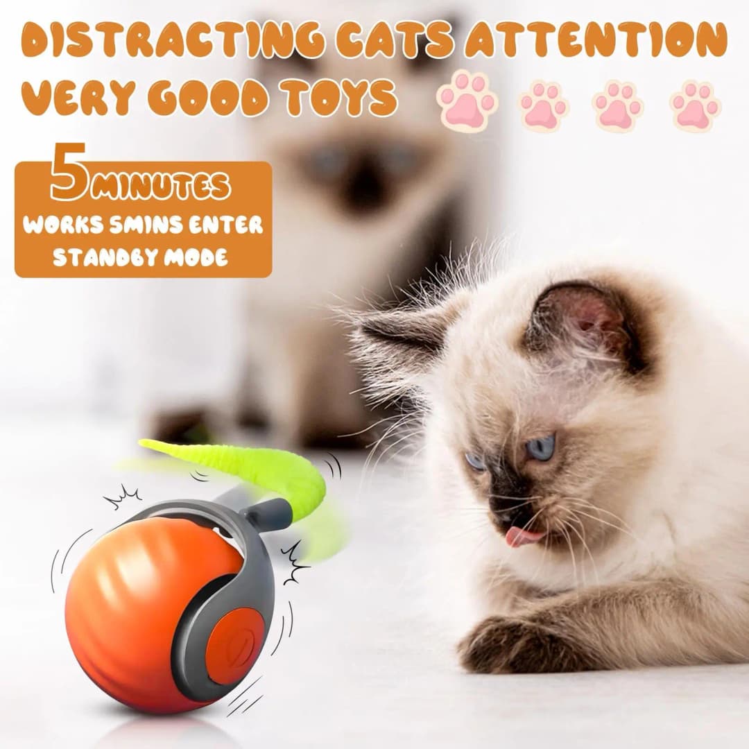 New Speedy Tail 2.0 Cat Toy Speedy Tail Cat Toy Interactive Cat Ball Toy Smart Cat Toys Ball Two Speed Adjustment with Tail  - 5