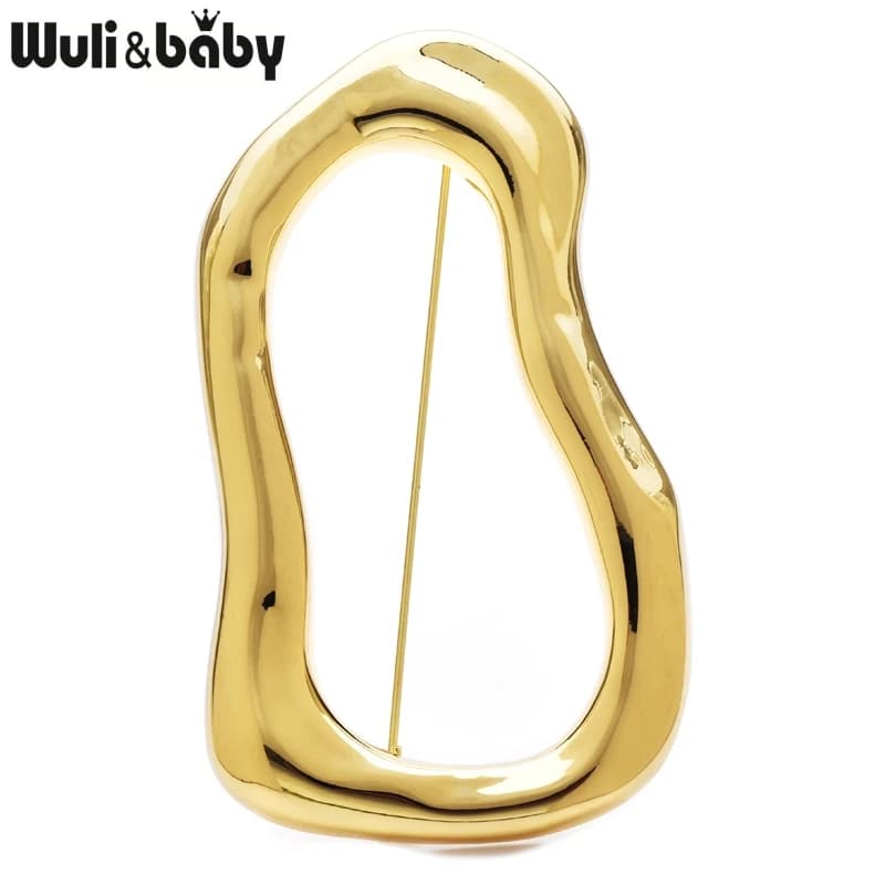 دبوس بروش دائري كبير من الفولاذ المقاوم للصدأ من Wuli&baby للنساء والرجال، بروش هندسي بلونين هدية مناسبة لجميع المناسبات - 2