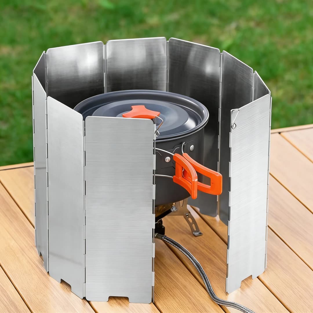 8 Plates Aluminum Windscreen Stove Windshield Wind Shield Outdoor Camping Equipmen Picnic Cooking Windproof Screen