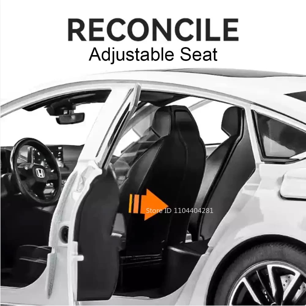 1:18 HONDA Accord Alloy Miniature Model Diecast Toy Door Opened Sound Light Pull Back Front Wheel Steering Classic Birthday Gift - 5