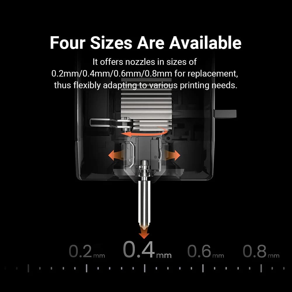 طقم فوهة ثنائية المعدن Anycubic Kobra X/Kobra 4 مقاس 0.2 و0.4 و0.6 و0.8 ملم مع ممسحة سيليكون لاكسسوارات طابعة ثلاثية الأبعاد - 3