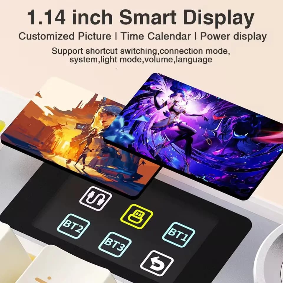 لوحة مفاتيح ميكانيكية AULA F108 Pro للألعاب، ثلاثية الوضع، مخصصة، متعددة المقابض، شاشة RGB، مع شاشة TFT الذكية - 6
