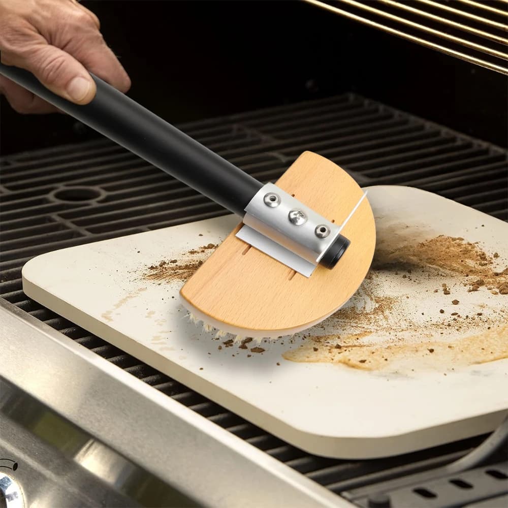 Pizza Oven Brush Copper Stove Brush Bristle Brass Wood Long Handle Grill Cleaning Oven Brush for Small Oven Kitchen Tool - 4