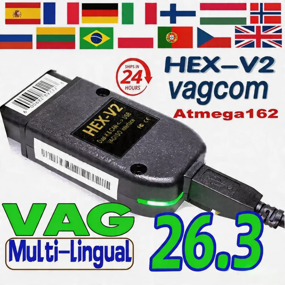 2026 واجهة VCDS VAGCOM VCDSCAN HEX V2 تحديث 25.3 لسيارات فولكس فاجن وأودي وسكودا وسيات أدوات تشخيص سيارات متعددة اللغات