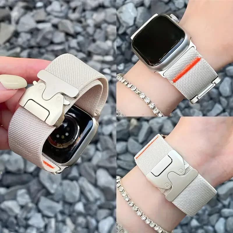 parachute buckle Nylon Strap for Apple Watch band Ultra 2 49mm 46-42-45mm 41-44mm Elastic Bracelet IWatch Series 10 9 8 7 6 SE - 2
