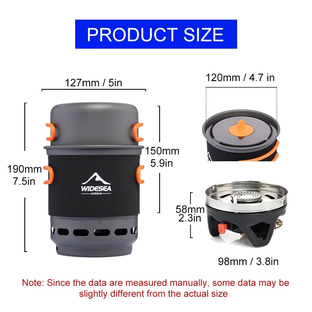 Widesea Camping Cooking System with Heat Exchanger Outdoor Gas Burner Stove Tourist Pot Set Cup Tableware Cookware Tourism Hike - 2