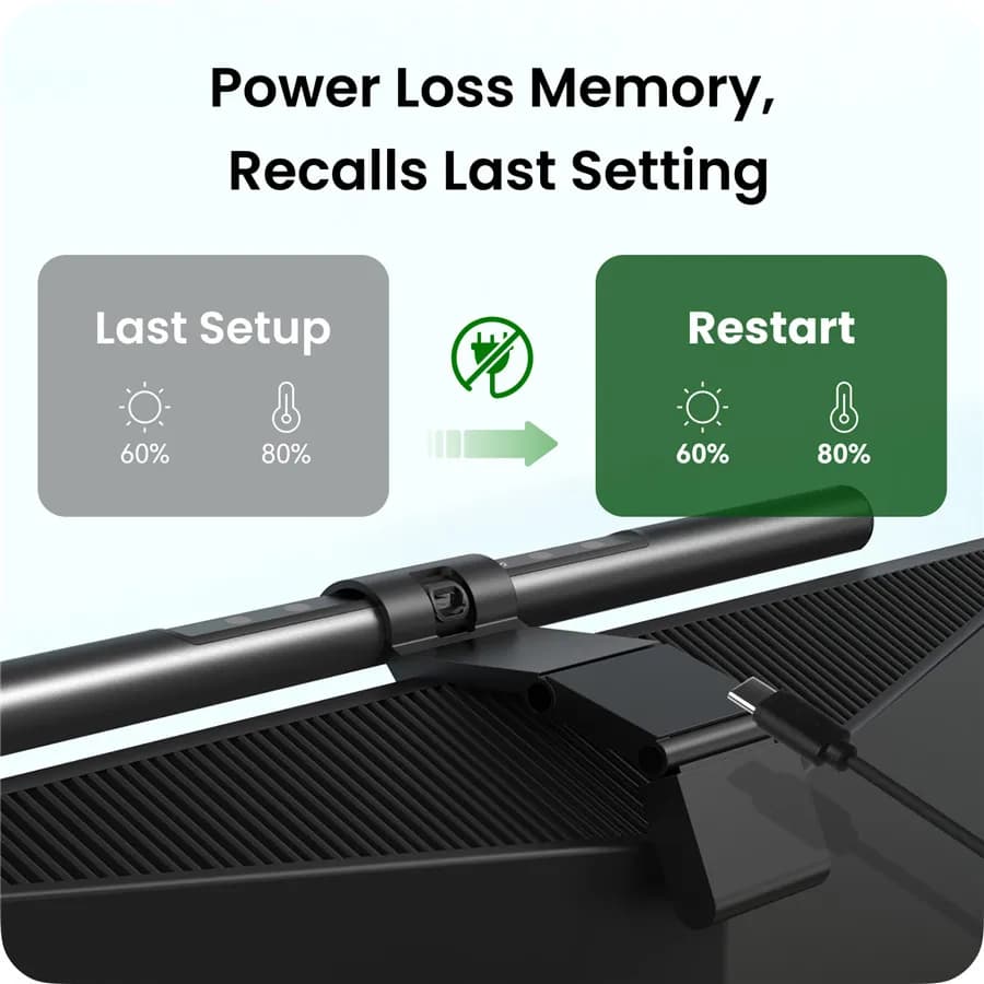شريط إضاءة ييليت بورا للشاشة مصباح معلق حماية العين لمس ذكي زاوية إضاءة 45° 3000-6500K مضاد للوهج USB-C - 6