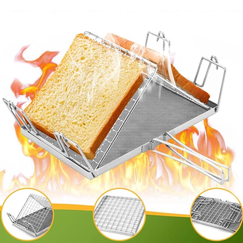Stainless Steel Foldable Portable Toaster Rack for Camping Hiking and Picnics Versatile Baking Wire Rack Outdoor Use - 4