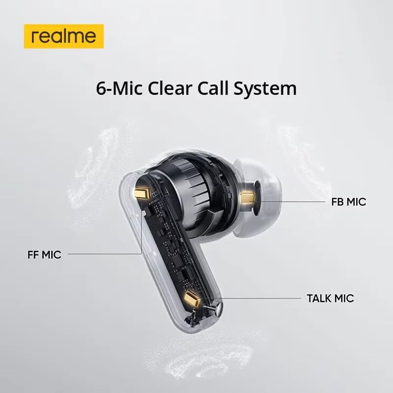 الإصدار العالمي realme buds T500 pro  12.4mm مشغل باس LHDC سماعات 50dB تقليل بلوتوث 6.1 IP55 TWS سماعات أذن لاسلكية - 6