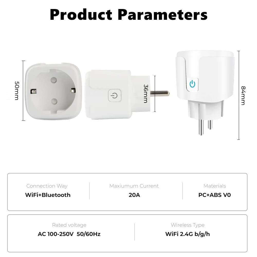 مقبس ذكي Matter واي فاي 16A/20A مقبس ذكي أوروبي محول قابس أجهزة منزلية توقيت لـ HomeKit SmartThings أليكسا جوجل سيري - 6