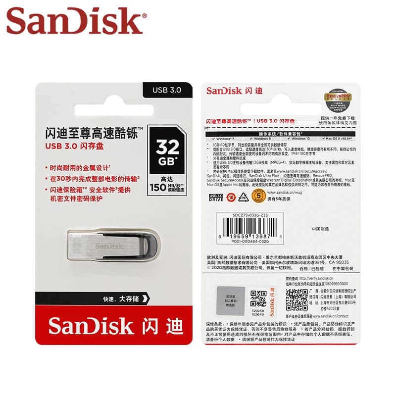 SanDisk Ultra Flair USB3.0 Flash Drive CZ73، عصا ذاكرة عالية السرعة، بسعة 16 جيجابايت و32 جيجابايت و64 جيجابايت و128 جيجابايت و256 جيجابايت و512 جيجابايت، U Disk للكمبيوتر - 6