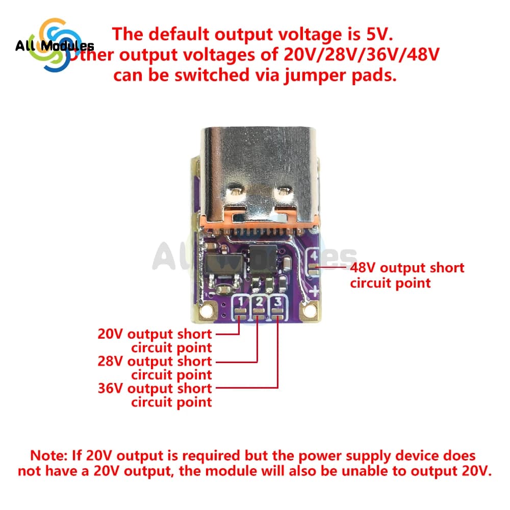 PD QC Fast Charging Module Type-C Fast Charging Trigger Decoy Module 5V-20V/20V-48V Output for DIY Power Bank - 6