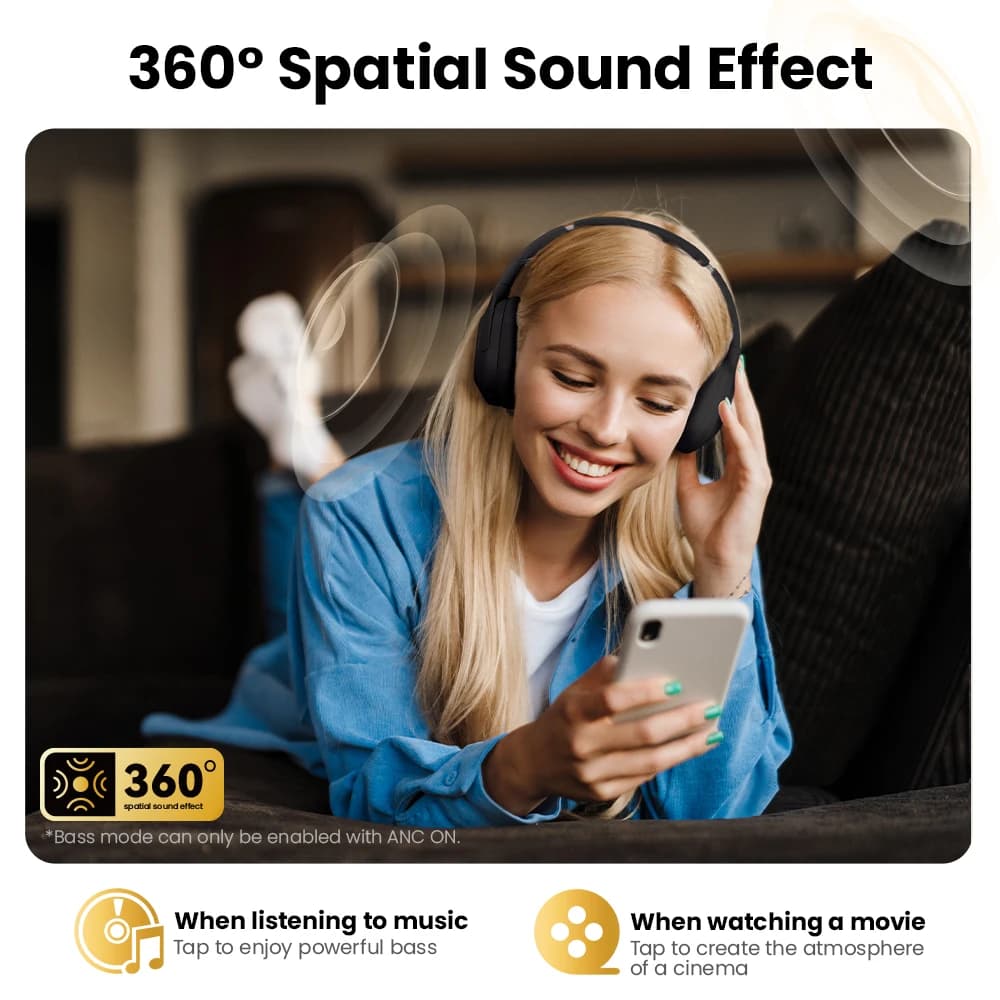 سماعات رأس بلوتوث لاسلكية HAYLOU S3 5.4، إلغاء ضوضاء تكيّفي 43dB، مشغّل 40 ملم، سماعات أذن بوقت تشغيل 80 ساعة - 6