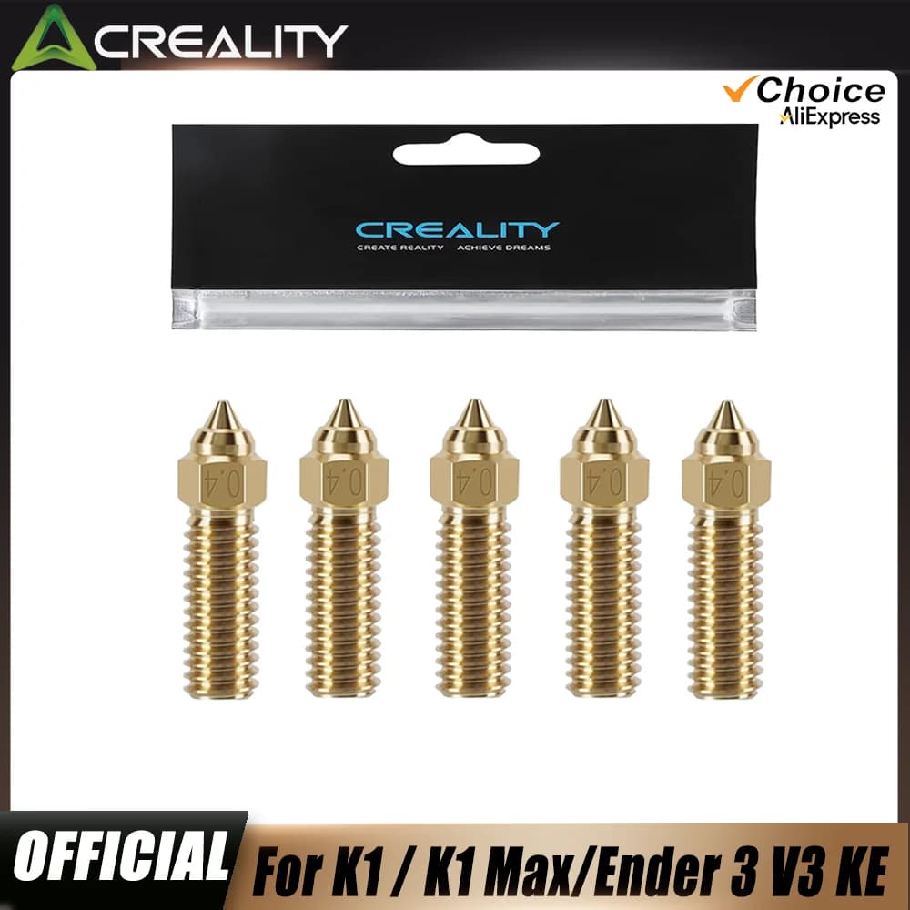 مجموعة فوهات نحاسية رسمية من كرياليتي Ender 3 V3 KE، 5 قطع، فوهات عالية السرعة 0.2mm/0.4mm/0.6mm/0.8mm، متوافقة مع K1/K1 Max/CR-10 SE