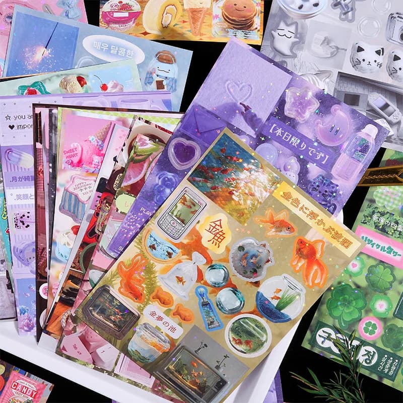 50piece/book Cute Japanese Y2K Cut Film Sticker Girl Journal Phone Case DIY Scrapbook Sticker Kawaii Decoration Sticker Gift - 3