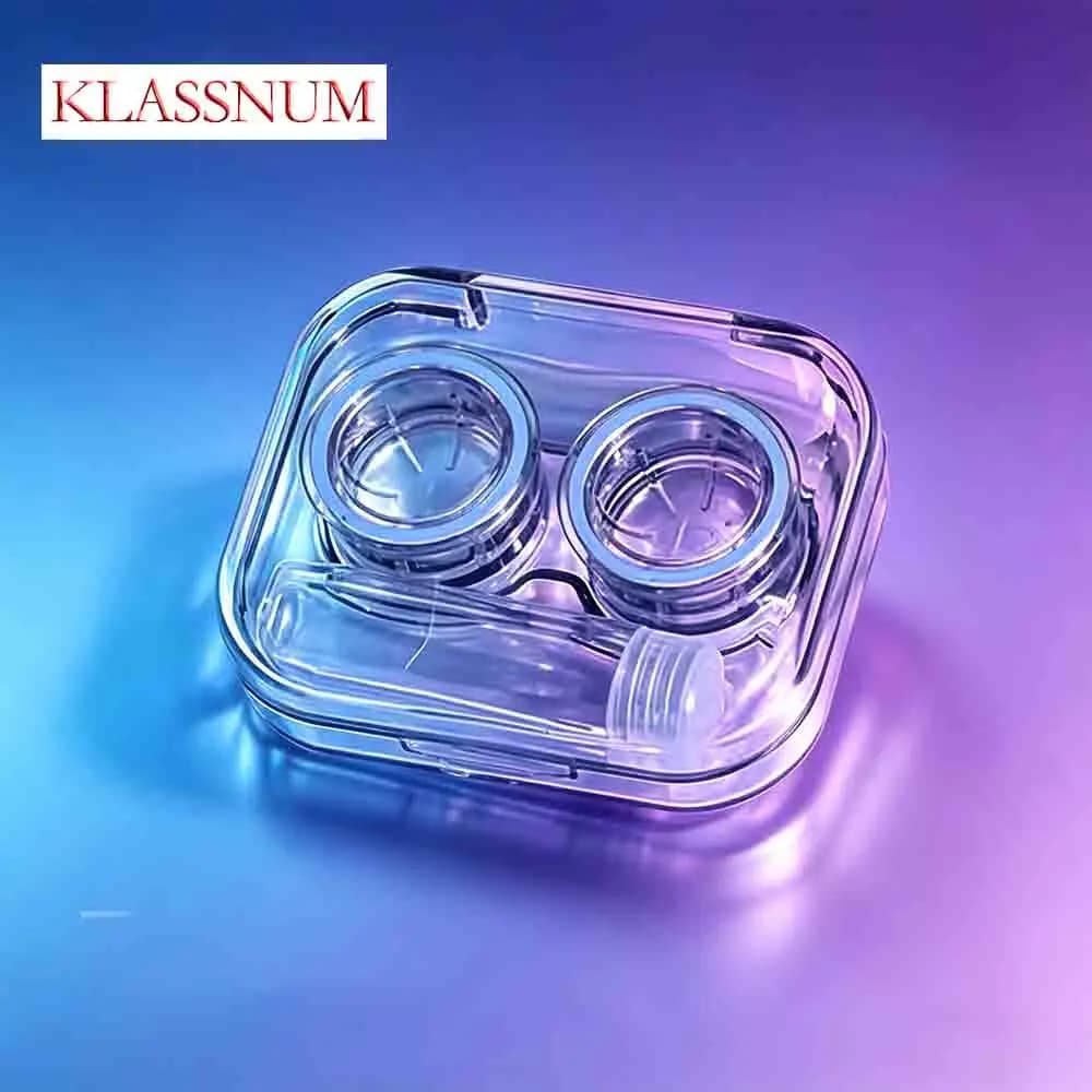 KLASSNUM Cute Contact Lens Case Travel Accessories Portable Transparent Eye Care Kit Mini Minimalist Integrated Companion Box - 2
